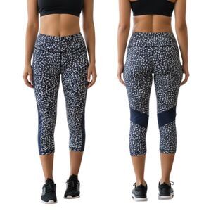 Tommy Hilfiger Sport Navy White Star Print Leggings Size L Yoga Gym Athleisure